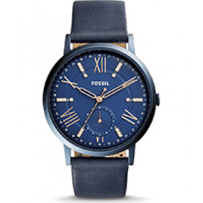 Uhrenarmband Fossil ES4109 / Rotor Leder Blau 20mm