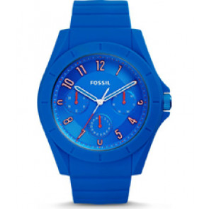 Uhrenarmband (Armband + Gehäuse-Kombination) Fossil FS5219 Silikon Blau