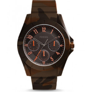 Uhrenarmband (Armband + Gehäuse-Kombination) Fossil FS5326 Silikon Braun