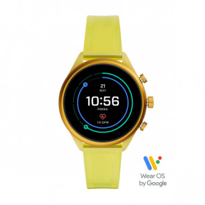 Uhrenarmband Smartwatch Fossil FTW6060 Silikon Gelb 18mm