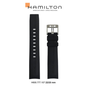 Uhrenarmband Hamilton H0017791233501 / H600777107 Kautschuk Schwarz 22mm
