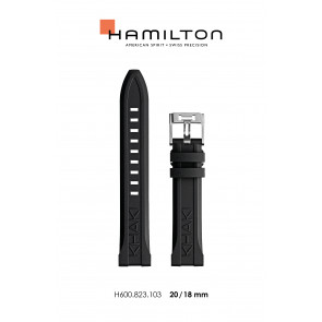 Uhrenarmband Hamilton H82335331.H690823103. Kautschuk Schwarz 20mm