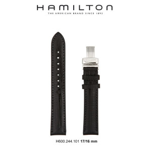 Uhrenarmband Hamilton H600.244.101 / H24411772 Leder Schwarz 17mm