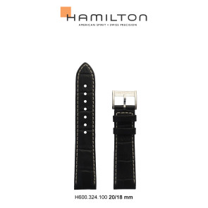 Uhrenarmband Hamilton H690324100 / H600.324.100 / Jazzmaster Leder Schwarz 20mm