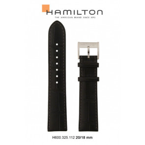 Uhrenarmband Hamilton H690.325.112.H690325112 Leder Schwarz 20mm