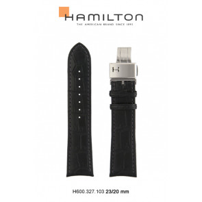 Uhrenarmband Hamilton H32716533 / H327160 Leder Schwarz 23mm