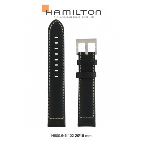 Uhrenarmband Hamilton H690645102 Leder Schwarz 20mm