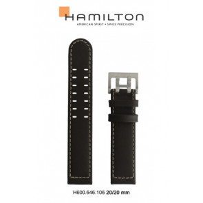 Uhrenarmband Hamilton H001.64.611.535.01 / H690646106 Leder Dunkelbraun 20mm