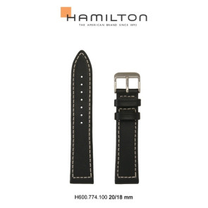 Uhrenarmband Hamilton H600.774.100 Leder Schwarz 20mm