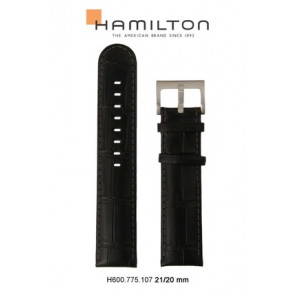 Uhrenarmband Hamilton H001.77.555.735.01 / H775550 Leder Schwarz 21mm