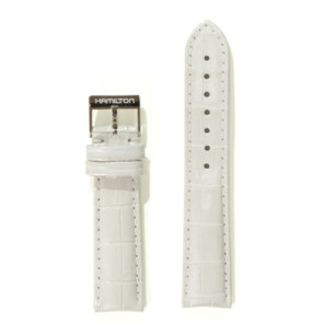 Uhrenarmband Hamilton H690323124 / H323510 / H323810 / Leder Weiss 18mm