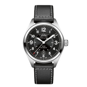 Uhrenarmband Hamilton H705050 / H001.70.505.733.01 Leder Schwarz 20mm
