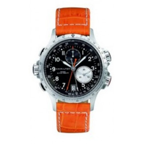 Uhrenarmband Hamilton H001.77.612.933.01 / H77612933 Leder Orange 21mm