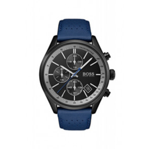 Uhrenarmband Hugo Boss HB-297-1-34-3048 / HB659302838 Leder Blau 22mm