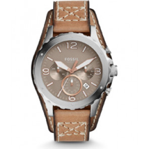 Uhrenarmband Fossil JR1518 Leder Beige 22mm