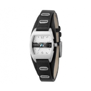 Fossil Uhrenarmband JR9466 Leder Schwarz 12mm + schwarzen nähte