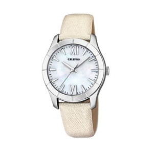 Uhrenarmband Calypso K5718-1 Leder Beige 17mm