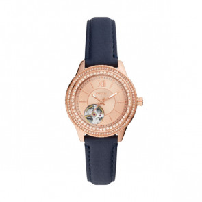 Uhrenarmband Fossil ME3212 Leder Blau 16mm