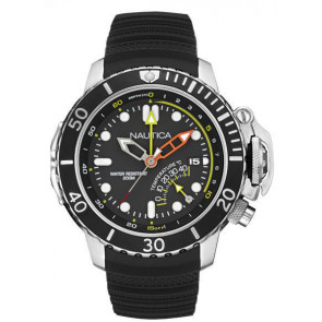 Uhrenarmband Nautica NAI47500 Silikon Schwarz 24mm
