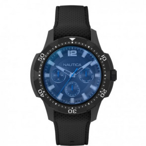Nautica Uhrenarmband NAPSDG003 Silikon Schwarz 22mm + schwarzen nähte