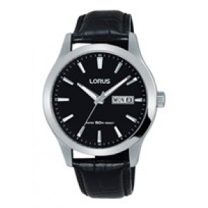 Uhrenarmband Lorus VX43-X097 / RXN27DX9 / RHG087X Leder Schwarz 20mm