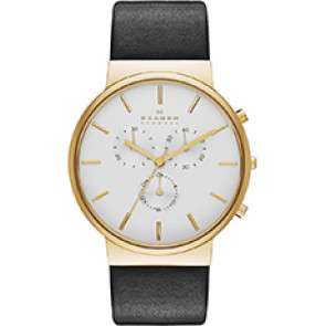 Uhrenarmband Skagen SKW6143 Leder Schwarz 22mm