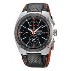 Uhrenarmband Seiko 7T62-0ADO / SNA481P1 Leder Schwarz