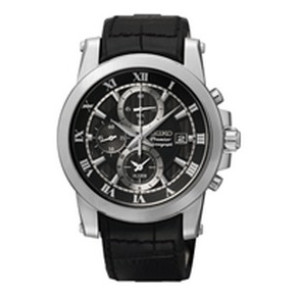 Uhrenarmband Seiko SNAF31JD / 7T62-0LE0 Leder Schwarz 21mm