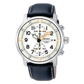 Uhrenarmband Seiko SNN227P1 / 7T94-0BJ0 Leder Schwarz 22mm