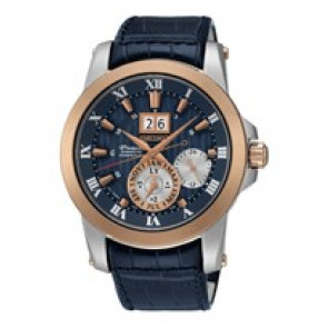 Uhrenarmband Seiko SNP126P1 / 7D56-0AB0 / L0C8013J0 Leder Blau 21mm