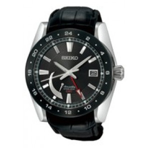 Uhrenarmband Seiko 5R66-0AR0 / SNR021J1 Leder Schwarz 24mm