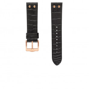 TW Steel Uhrenarmband TWB1303 / TW1303 Leder Schwarz 22mm + schwarzen nähte