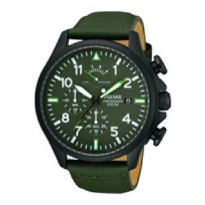 Pulsar Uhrenarmband VD50-X019-PS6055X1 Leder Grün 20mm + grünen nähte