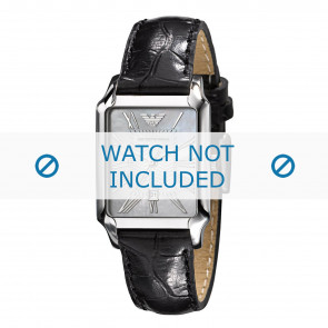 Armani Uhrenarmband AR0413 Leder Schwarz 16mm + schwarzen nähte