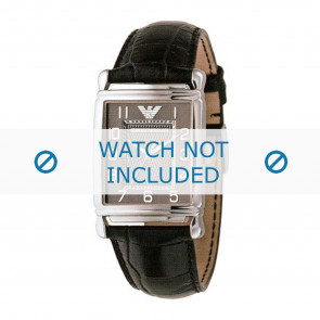 Armani Uhrenarmband AR0423 Leder Schwarz 22mm + schwarzen nähte