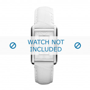 Armani Uhrenarmband AR1672 Leder Weiss 18mm + weiße nähte