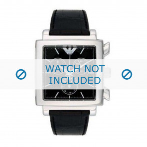 Armani Uhrenarmband AR5321 Leder Schwarz 18mm + schwarzen nähte