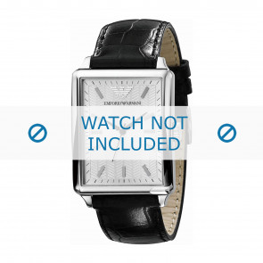 Armani Uhrenarmband AR8009 Leder Schwarz 22mm + schwarzen nähte