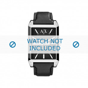 Armani Uhrenarmband AX-2113 Leder Schwarz 24mm + schwarzen Nähten
