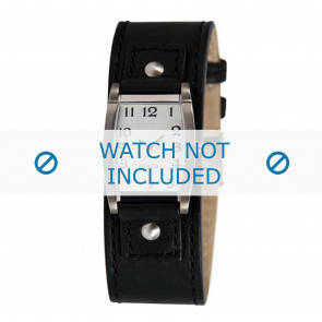 Boccia Uhrenarmband 3147-02-BO3147-02-40 Leder Schwarz 25mm + schwarzen nähte