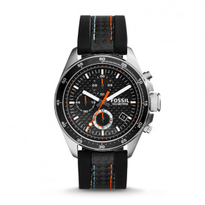 Fossil Uhrenarmband CH2956 Leder Schwarz 22mm + blauen nähte