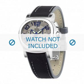 Festina Uhrenarmband F16126.5 / F16126.1 / F16126.7 / F16126.C / F16126.D / F16126.E  Leder Schwarz 23mm + weiße nähte