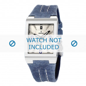 Festina Uhrenarmband F16185-2-AZ Leder Blau 16mm + weiße nähte