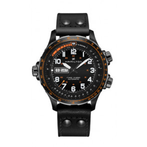 Hamilton Uhrenarmband H77785733 / H001.77.785.733.01 Leder Schwarz 22mm + schwarzen nähte