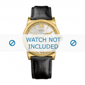 Hugo Boss Uhrenarmband 1512590 / HB-127-1-34-2301 / HB659302290 Leder Schwarz 23mm + schwarzen nähte