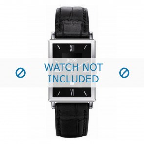 Hugo Boss Uhrenarmband HB-38-1-14-2060 / HB1512168 / HB1512169 / HB1512170 Leder Schwarz + schwarzen nähte