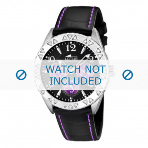 Lotus Uhrenarmband L15681-4 Leder Schwarz 21mm + violett nähte
