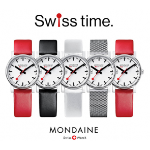 Mondaine Uhrenarmband BM20046 / FE19416.20Q Leder Schwarz 16mm