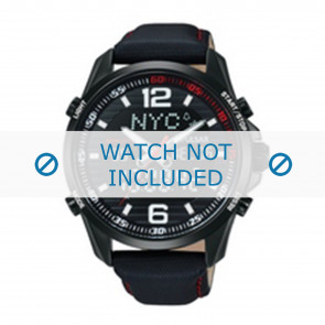 Pulsar Uhrenarmband N021-X001 / PZ4009X1 Leder Schwarz 22mm + roten nähte