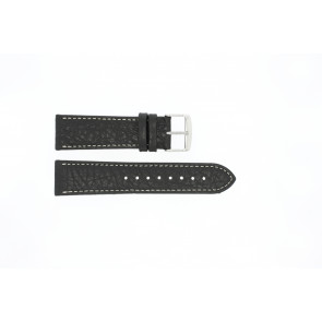 Uhrenarmband 307.01 Leder Schwarz 20mm + weiße nähte